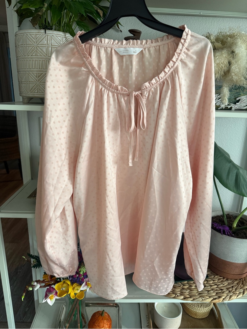 LC Lauren Conrad Blush Pink Long-Sleeve Peasant Blouse